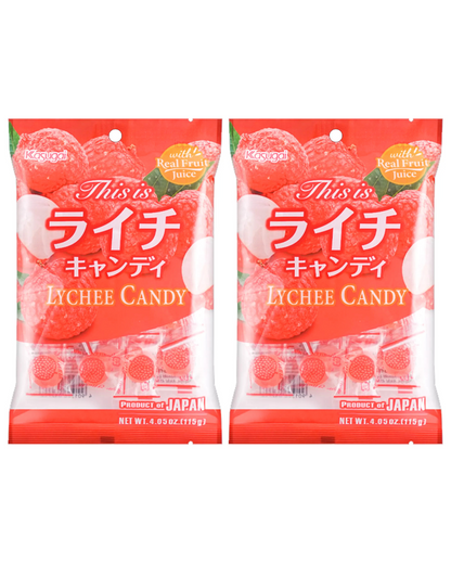 Two (2) Packs Japan Kasugai Lychee Hard Candy Japan 4.94 oz