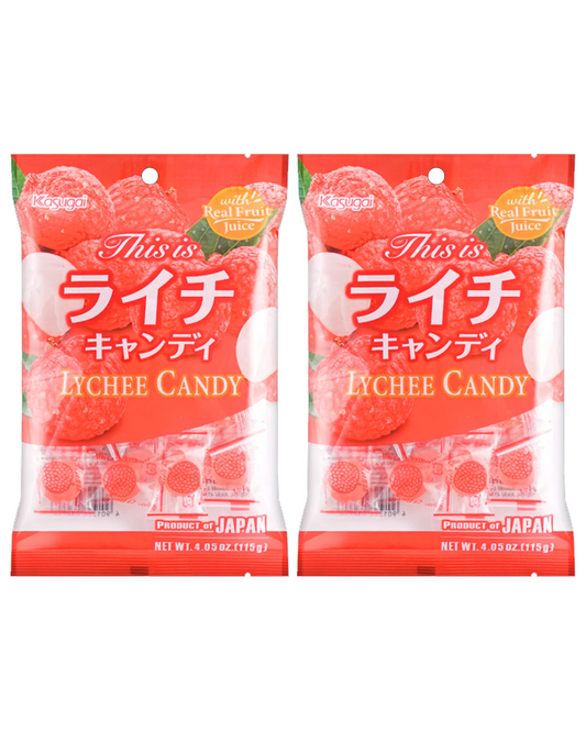 Two (2) Packs Japan Kasugai Lychee Hard Candy Japan 4.94 oz