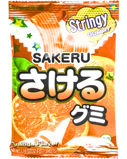 UHA Mikakuto Japanese Sakeru Orange Gummy Candy 7 Pieces 32.9g -Pack of Four (4)