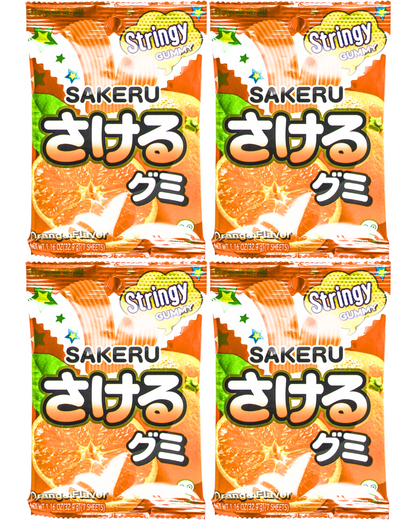 UHA Mikakuto Japanese Sakeru Orange Gummy Candy 7 Pieces 32.9g -Pack of Four (4)