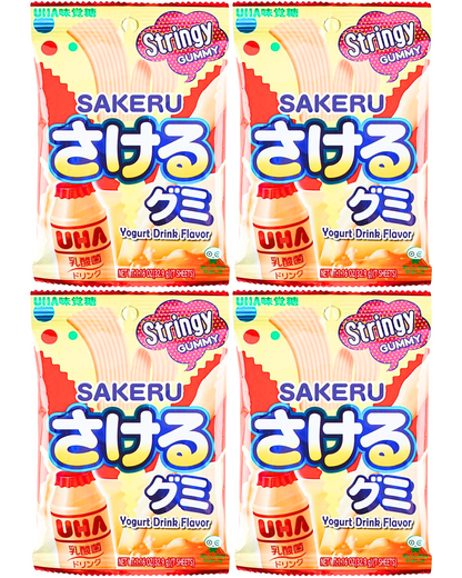 UHA Mikakuto Sakeru Yogurt Flavor Gummy Candy 7 Pieces 32.9g - Pack of Four (4)