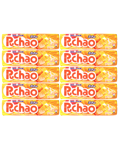 Uha Puccho Puchao Japanese Chewy Candy Stick, 10 packs Mango Flavor 50g x 10