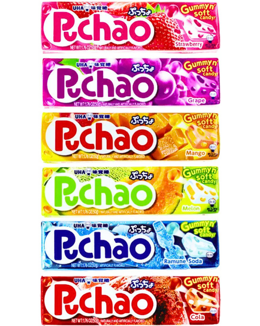 UHA Puchao Chewy Candy 1.76oz Strawberry Cola Ramune Soda Grape Melon Mango Japan