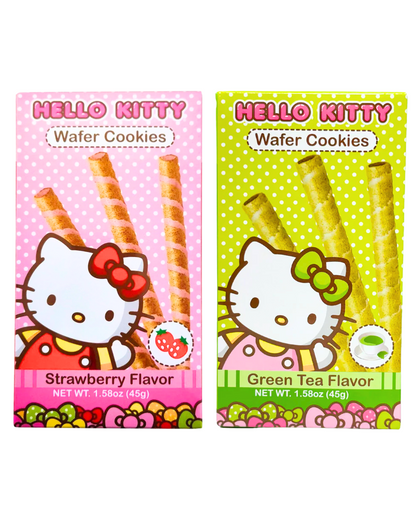 [2 Boxes] Hello Kitty Wafer Stick Cookies Strawberry & Green Tea