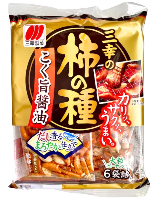 三幸製菓SANKO KAKI NO TANE PREMIUM PEANUTS MIX RICE CRACKER, 6 BAGS, 144G